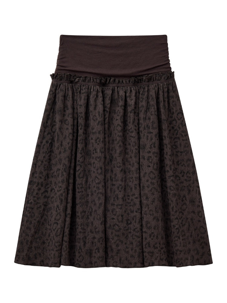 "Honey Spotted" Retro Patchwork Knitted Leopard Print Skirt【s0000013841】