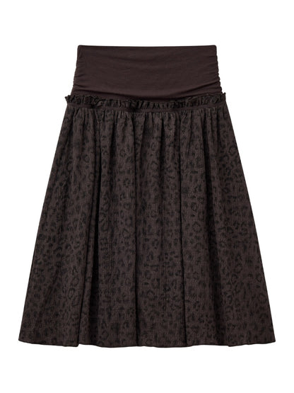 "Honey Spotted" Retro Patchwork Knitted Leopard Print Skirt【s0000013841】