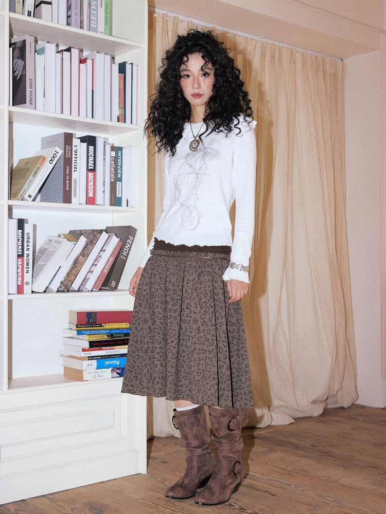 "Honey Spotted" Retro Patchwork Knitted Leopard Print Skirt【s0000013841】