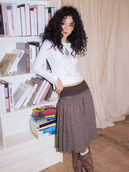 "Honey Spotted" Retro Patchwork Knitted Leopard Print Skirt【s0000013841】