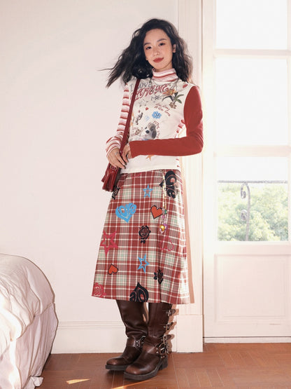 "Puppy Toy Shop" High-Neck Print Design Spliced Long Sleeved T-Shirt【s0000013842】