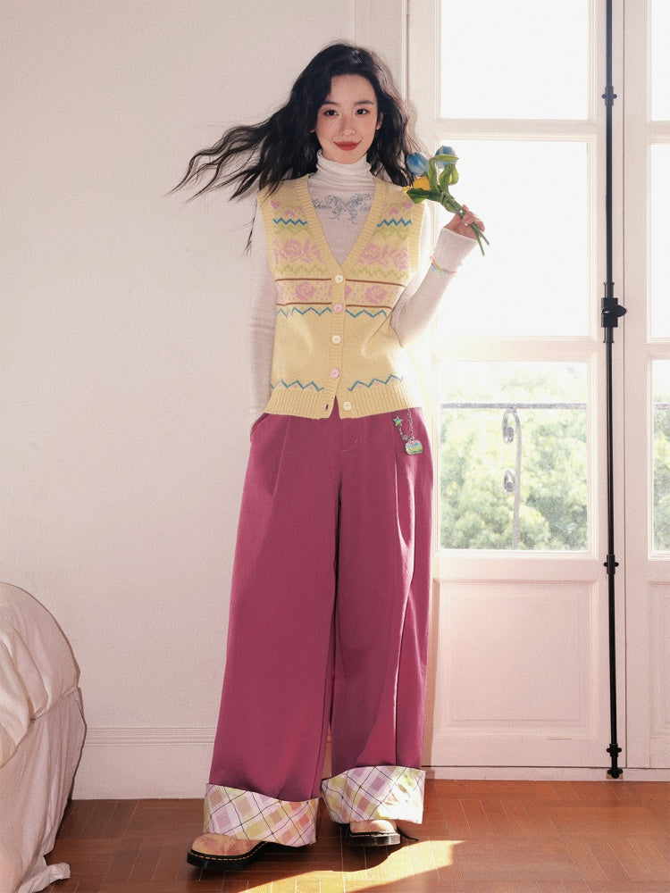 "Flower Soft Love Language" Fair Island Love Knitted Vest【s0000013845】