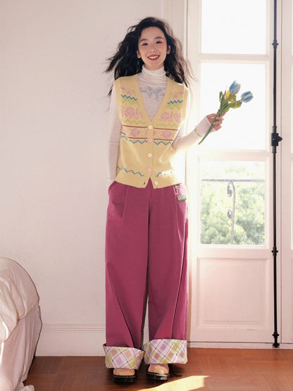 "Flower Soft Love Language" Fair Island Love Knitted Vest【s0000013845】