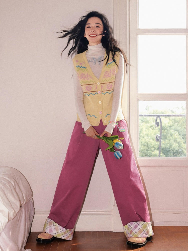 "Flower Soft Love Language" Fair Island Love Knitted Vest【s0000013845】