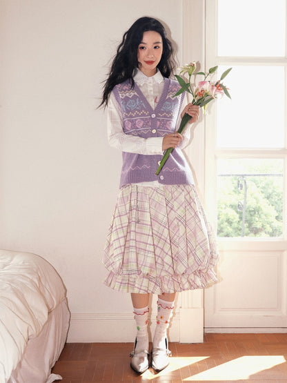 "Flower Soft Love Language" Fair Island Love Knitted Vest【s0000013845】