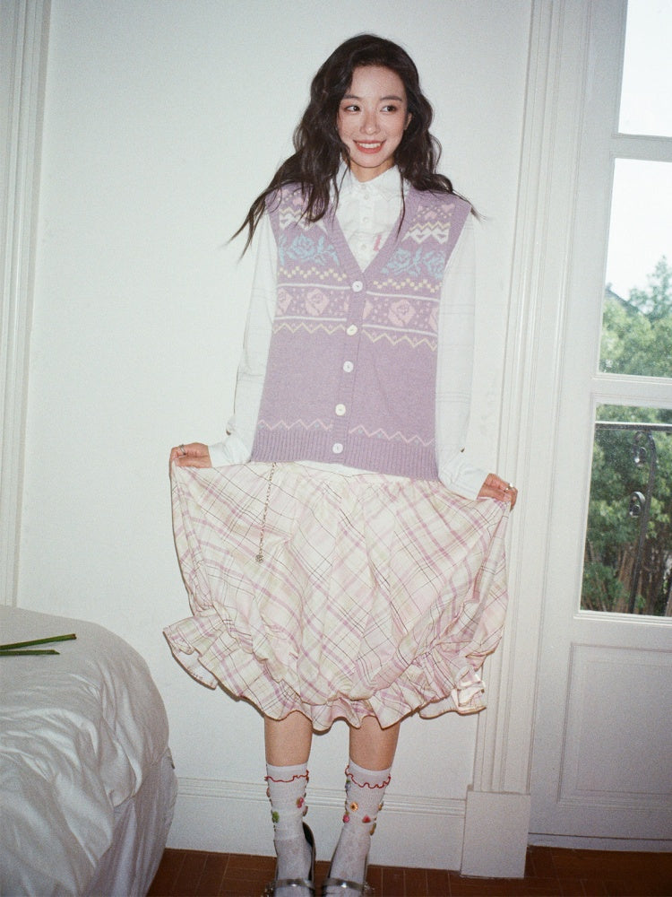 "Flower Soft Love Language" Fair Island Love Knitted Vest【s0000013845】