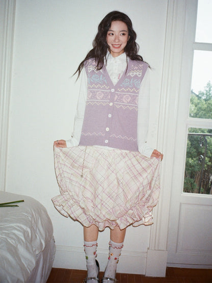 "Flower Soft Love Language" Fair Island Love Knitted Vest【s0000013845】