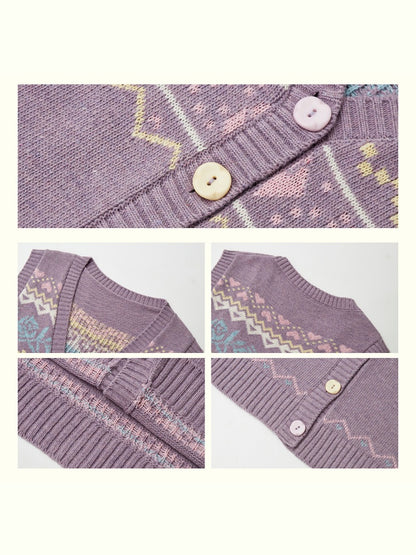 "Flower Soft Love Language" Fair Island Love Knitted Vest【s0000013845】