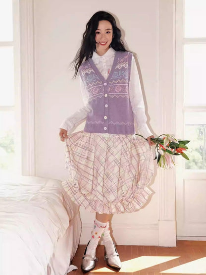 "Flower Soft Love Language" Fair Island Love Knitted Vest【s0000013845】
