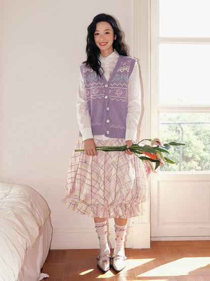 "Flower Soft Love Language" Fair Island Love Knitted Vest【s0000013845】