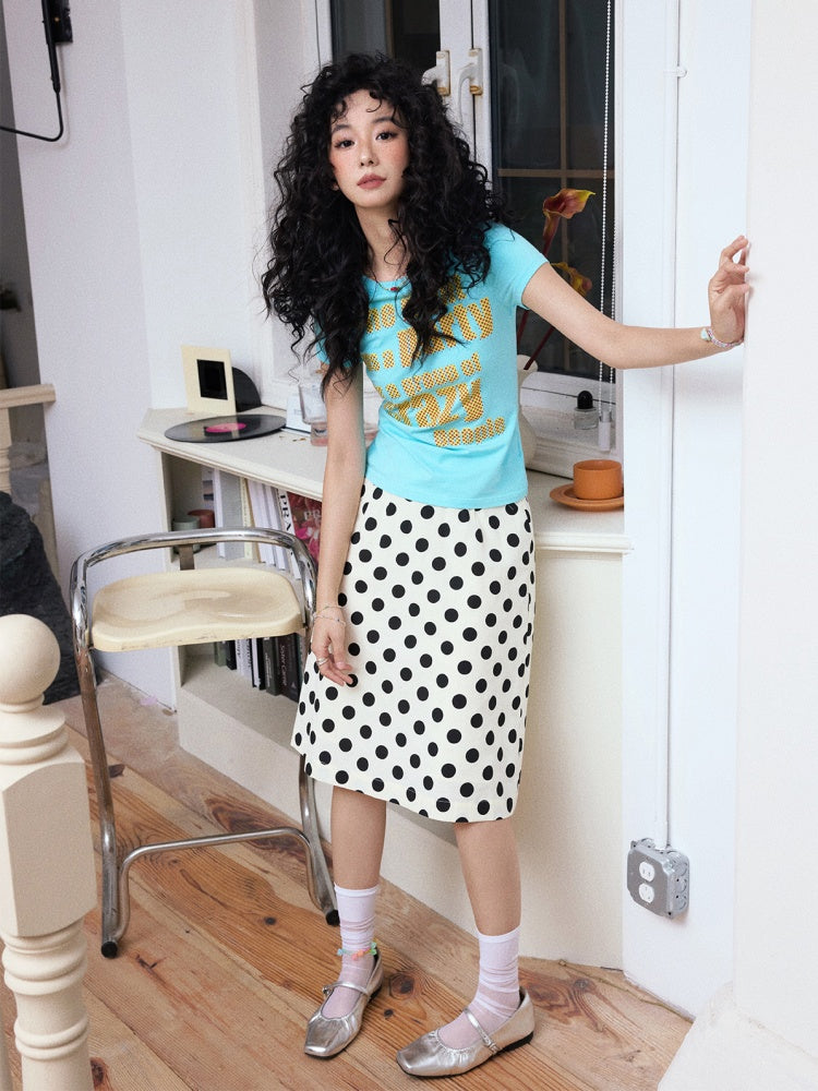 "Girl's Letter" Polka Dot Art Sense Retro Casual Skirt【s0000013847】