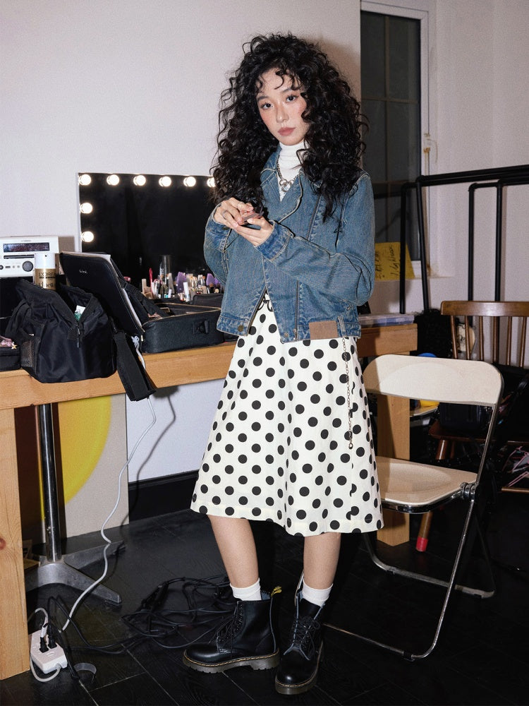 "Girl's Letter" Polka Dot Art Sense Retro Casual Skirt【s0000013847】
