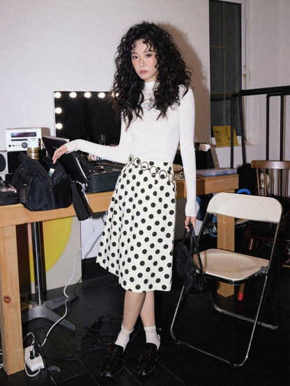 "Girl's Letter" Polka Dot Art Sense Retro Casual Skirt【s0000013847】