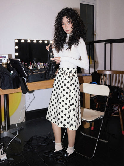 "Girl's Letter" Polka Dot Art Sense Retro Casual Skirt【s0000013847】