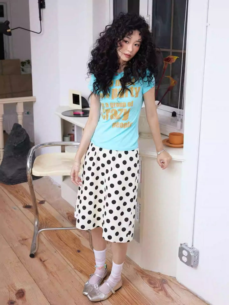 "Girl's Letter" Polka Dot Art Sense Retro Casual Skirt【s0000013847】