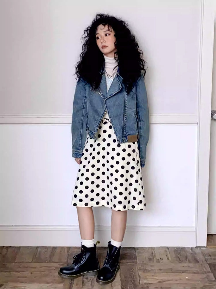 "Girl's Letter" Polka Dot Art Sense Retro Casual Skirt【s0000013847】