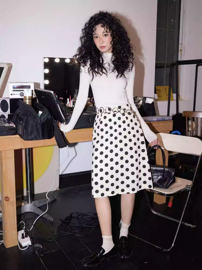 "Girl's Letter" Polka Dot Art Sense Retro Casual Skirt【s0000013847】