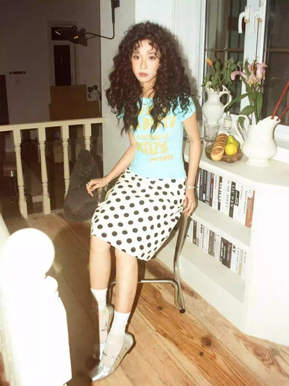 "Girl's Letter" Polka Dot Art Sense Retro Casual Skirt【s0000013847】