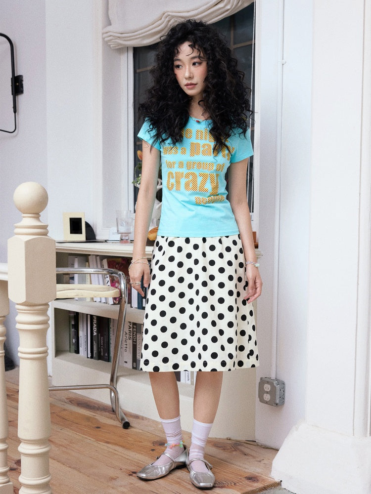 "Girl's Letter" Polka Dot Art Sense Retro Casual Skirt【s0000013847】