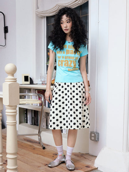"Girl's Letter" Polka Dot Art Sense Retro Casual Skirt【s0000013847】