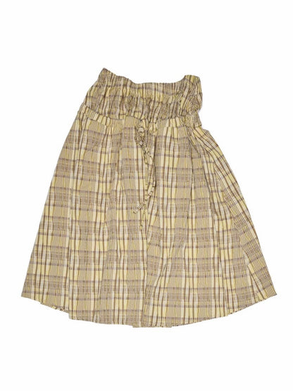 Plaid Backless Swing Collar Halter Neck Vest & Drawstring Midi Skirt Set【s0000013848】