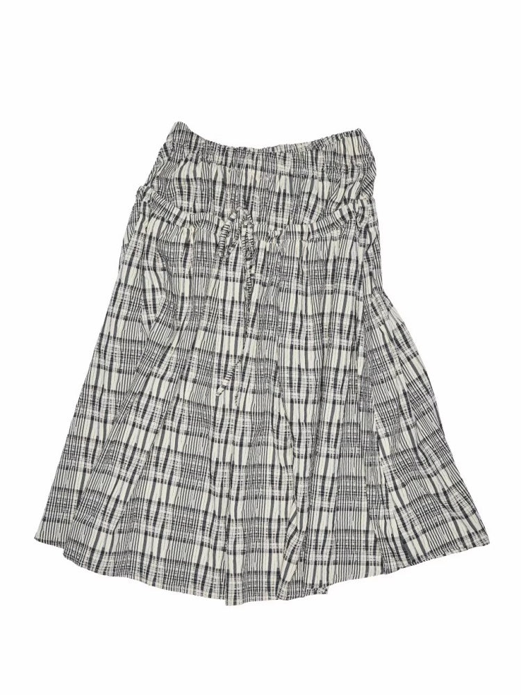Plaid Backless Swing Collar Halter Neck Vest & Drawstring Midi Skirt Set【s0000013848】