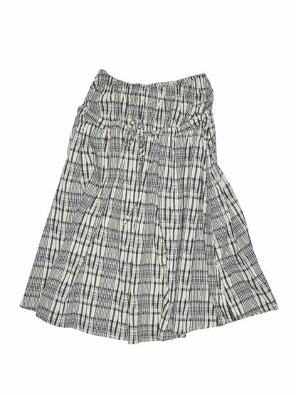 Plaid Backless Swing Collar Halter Neck Vest & Drawstring Midi Skirt Set【s0000013848】