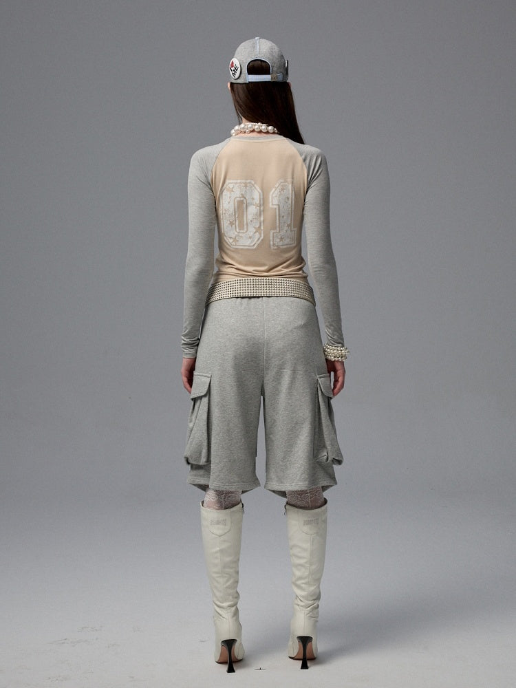 Numbered Zip-Up Sweatshirt Hoodie & Loose Straight Lace-up Wide-Leg Pants Set【s0000013851】