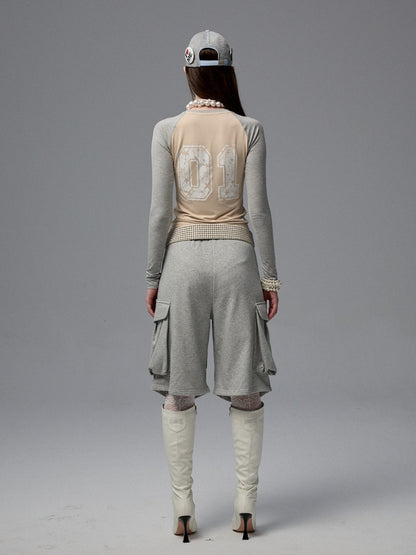 Numbered Zip-Up Sweatshirt Hoodie & Loose Straight Lace-up Wide-Leg Pants Set【s0000013851】