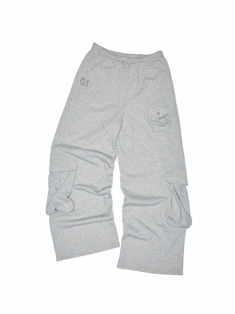 Numbered Zip-Up Sweatshirt Hoodie & Loose Straight Lace-up Wide-Leg Pants Set【s0000013851】