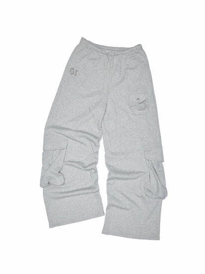 Numbered Zip-Up Sweatshirt Hoodie & Loose Straight Lace-up Wide-Leg Pants Set【s0000013851】