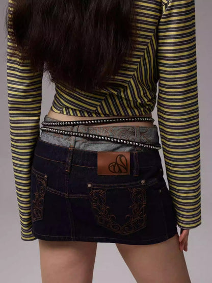 Double Waist Embroidered Hip Hugging Skirt【s0000013853】