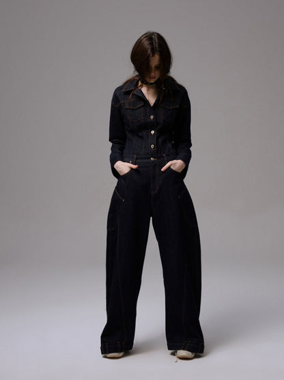 Deconstructed Scimitar Embroidery Low Rise Loose Design Wide Leg Pants【s0000013854】