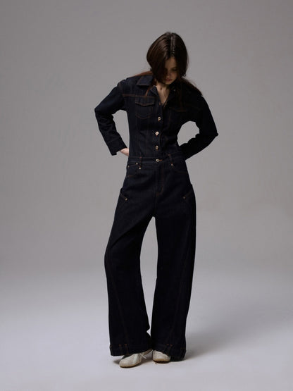 Deconstructed Scimitar Embroidery Low Rise Loose Design Wide Leg Pants【s0000013854】