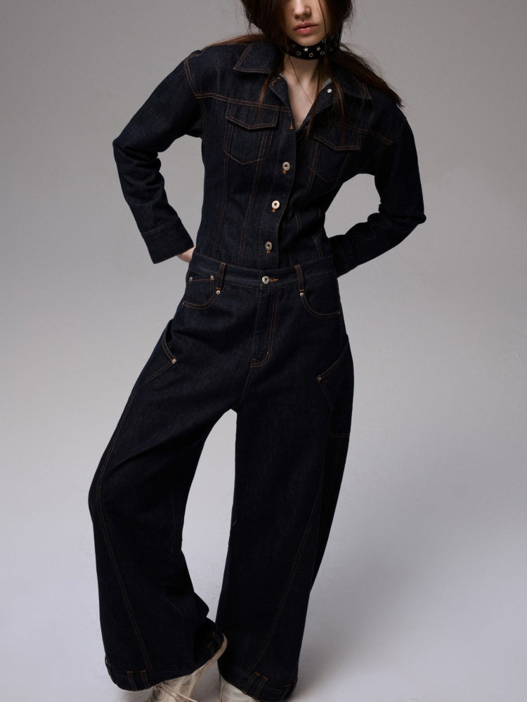 Deconstructed Scimitar Embroidery Low Rise Loose Design Wide Leg Pants【s0000013854】