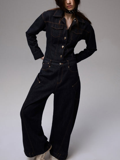 Deconstructed Scimitar Embroidery Low Rise Loose Design Wide Leg Pants【s0000013854】