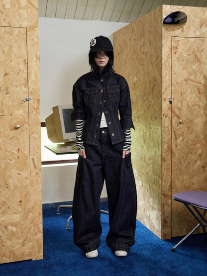 Deconstructed Scimitar Embroidery Low Rise Loose Design Wide Leg Pants【s0000013854】