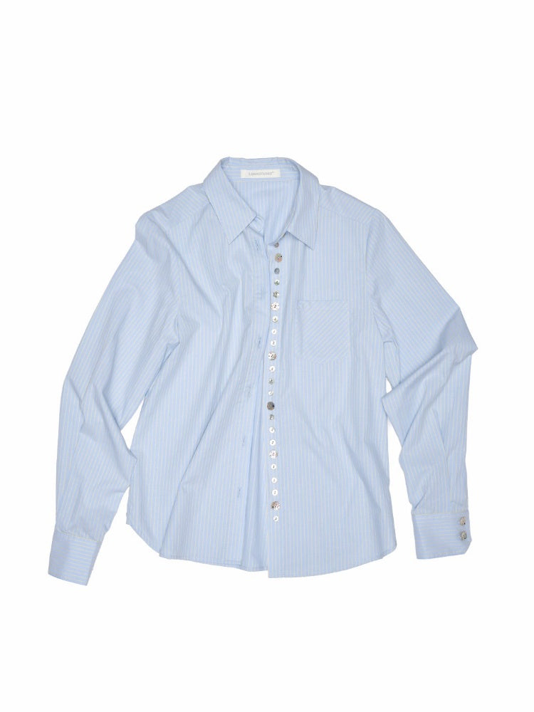 Asymmetrical Shell Button Long Sleeve Shirt【s0000013858】