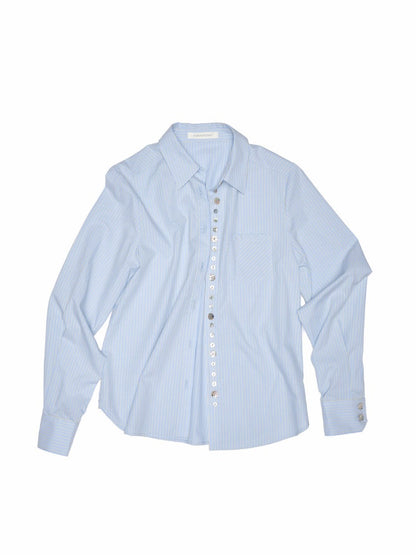 Asymmetrical Shell Button Long Sleeve Shirt【s0000013858】