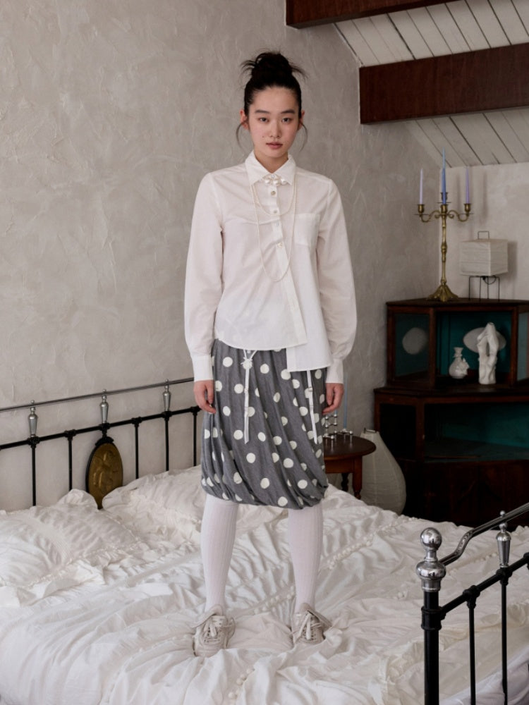 Asymmetrical Shell Button Long Sleeve Shirt【s0000013858】