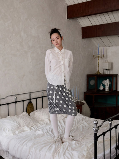 Asymmetrical Shell Button Long Sleeve Shirt【s0000013858】