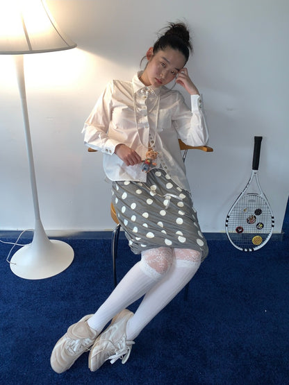 Asymmetrical Shell Button Long Sleeve Shirt【s0000013858】