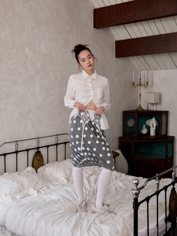 Asymmetrical Shell Button Long Sleeve Shirt【s0000013858】