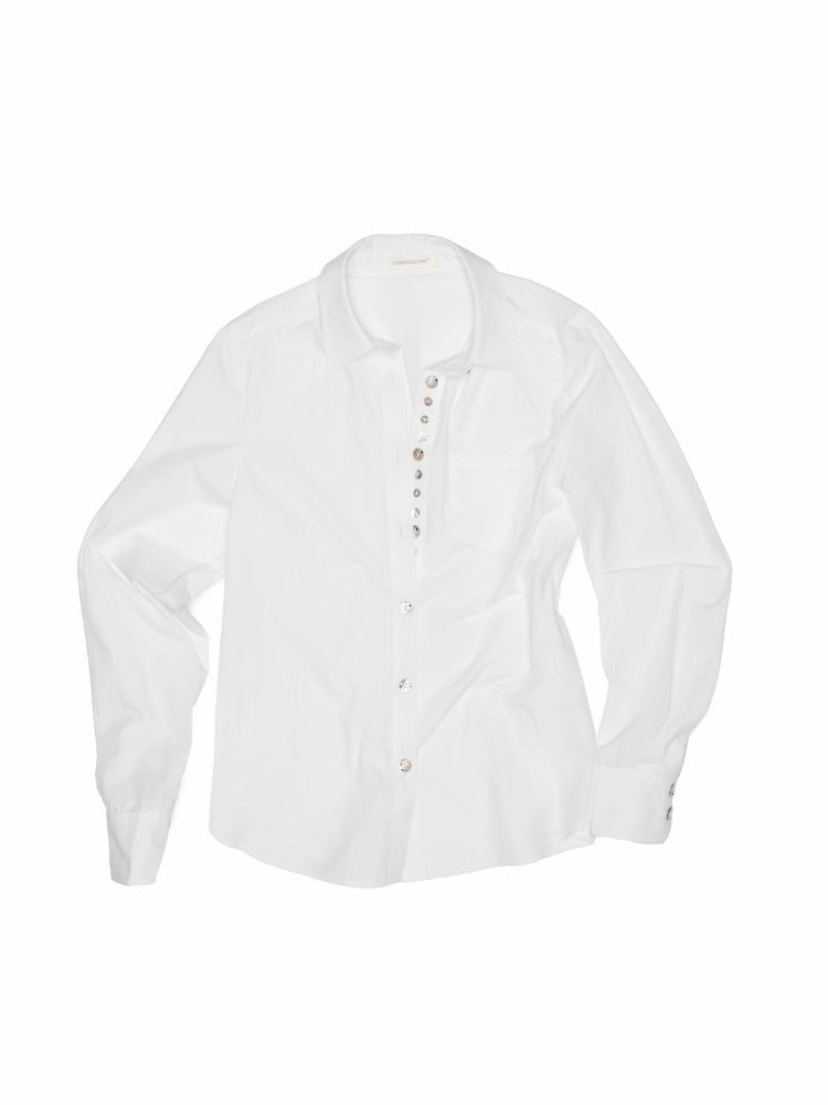 Asymmetrical Shell Button Long Sleeve Shirt【s0000013858】