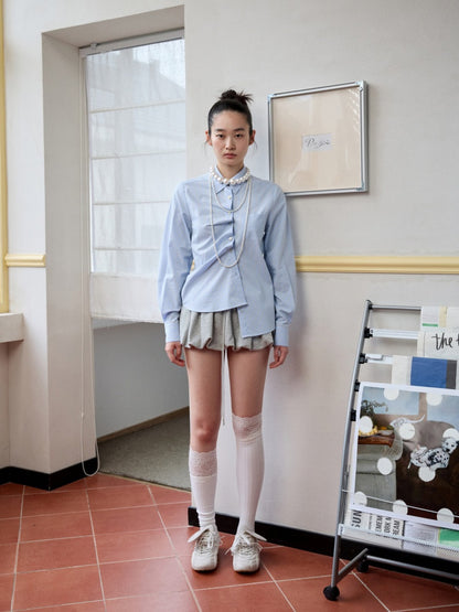 Asymmetrical Shell Button Long Sleeve Shirt【s0000013858】