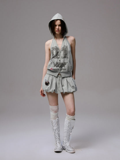 Drawstring Bud Puff Mini Skirt【s0000013860】
