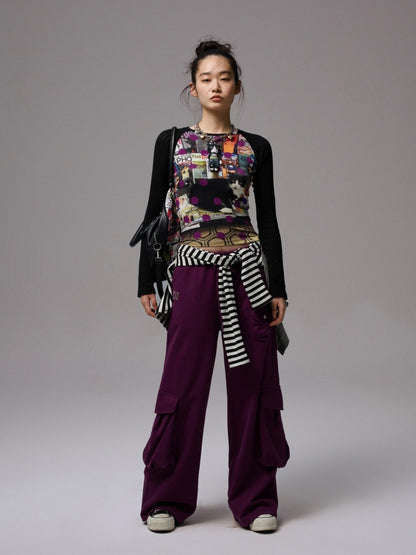 Cat & Dog Polka Dot Print Raglan Sleeve T-Shirt【s0000013863】