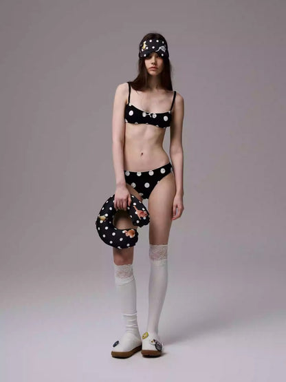 Polka Dot Ruffle Lingerie Non-Wire Bra Set【s0000014220】