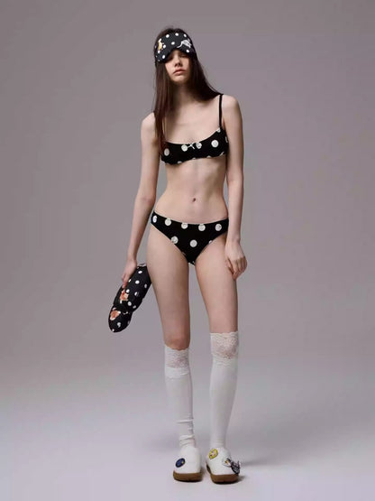 Polka Dot Ruffle Lingerie Non-Wire Bra Set【s0000014220】