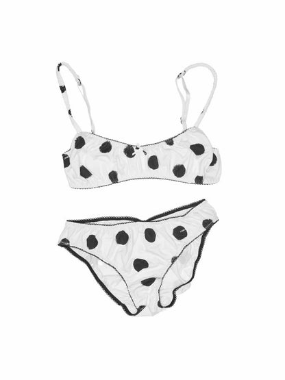 Polka Dot Ruffle Lingerie Non-Wire Bra Set【s0000014220】